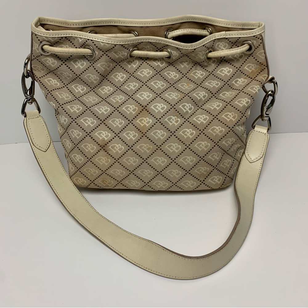 Dooney & Bourke Handbag Drawstring Bucket Tote Hobo Monogram Y2K Purse [Stained] - Picture 2 of 16